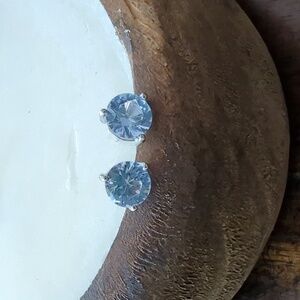 Round 3.20 ct Aquamarine Stud Earrings